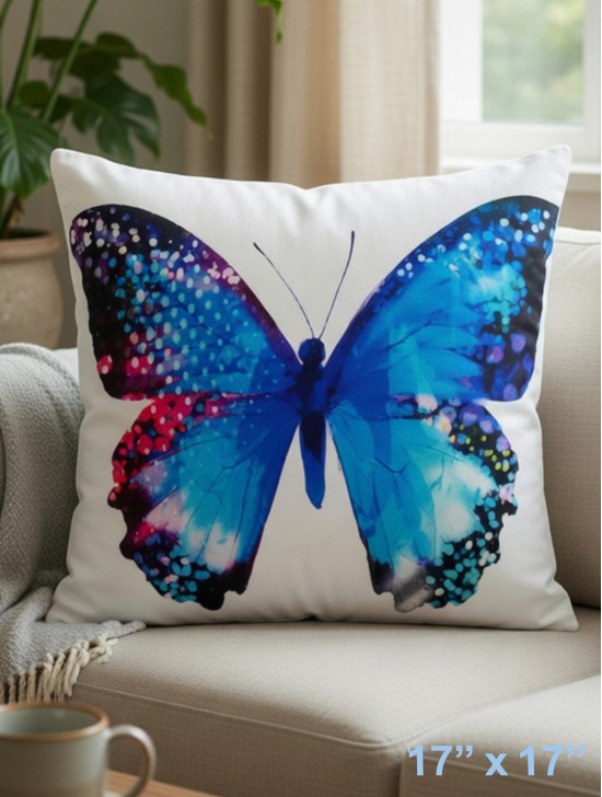 Butterfly Print Cushion with Filler